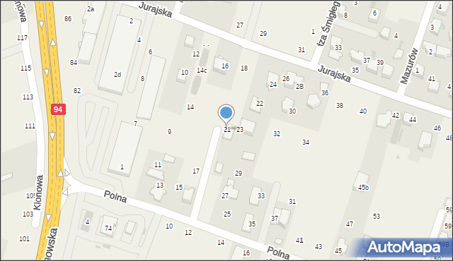 Modlnica, Polna, 21, mapa Modlnica