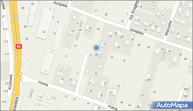 Modlnica, Polna, 23, mapa Modlnica