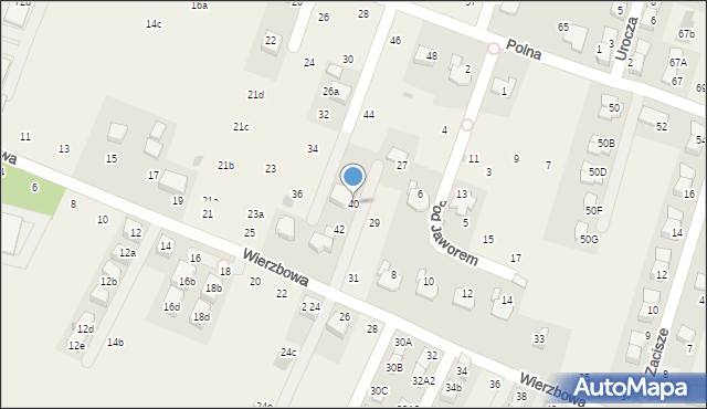 Modlnica, Polna, 40, mapa Modlnica