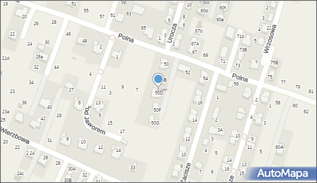 Modlnica, Polna, 50D, mapa Modlnica