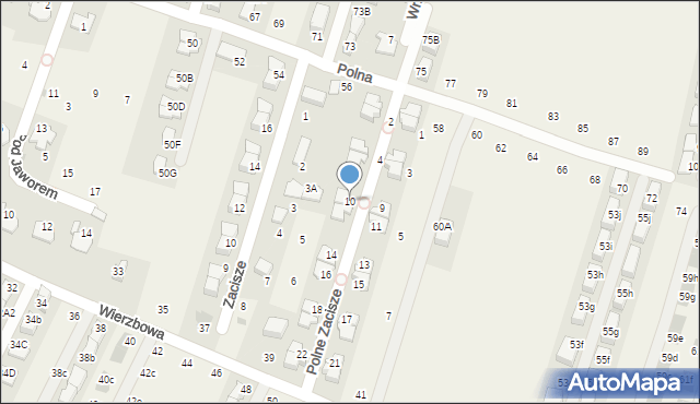 Modlnica, Polne Zacisze, 10, mapa Modlnica