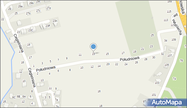 Modlnica, Południowa, 13, mapa Modlnica