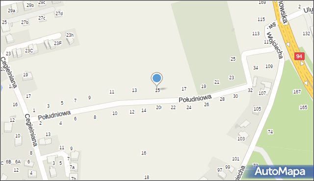 Modlnica, Południowa, 15, mapa Modlnica