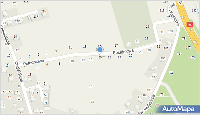 Modlnica, Południowa, 20, mapa Modlnica