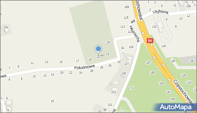 Modlnica, Południowa, 21, mapa Modlnica