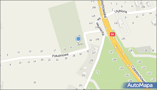 Modlnica, Południowa, 23, mapa Modlnica