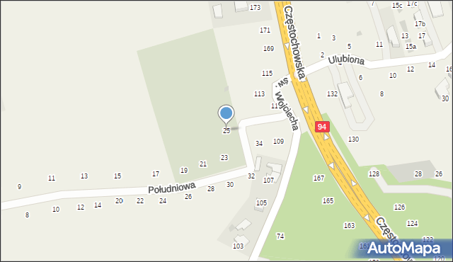 Modlnica, Południowa, 25, mapa Modlnica