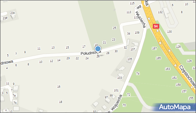 Modlnica, Południowa, 26, mapa Modlnica