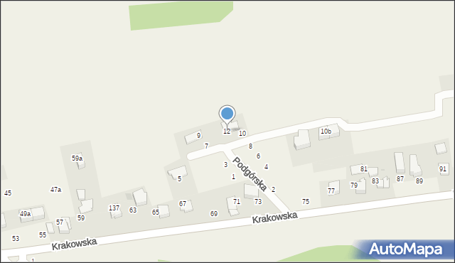 Modlniczka, Podgórska, 12, mapa Modlniczka