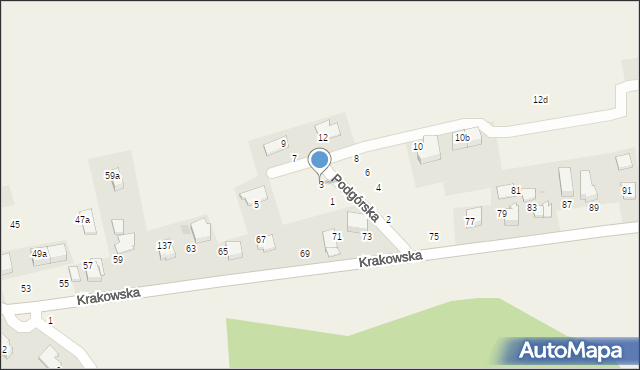 Modlniczka, Podgórska, 3, mapa Modlniczka