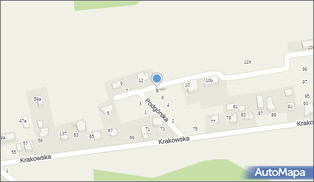 Modlniczka, Podgórska, 8, mapa Modlniczka