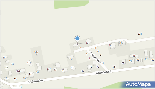 Modlniczka, Podgórska, 9, mapa Modlniczka