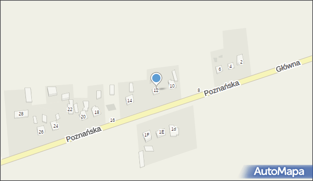Modrze, Poznańska, 12, mapa Modrze