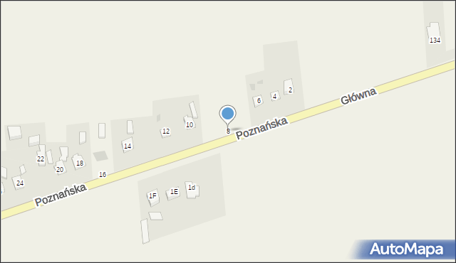 Modrze, Poznańska, 8, mapa Modrze