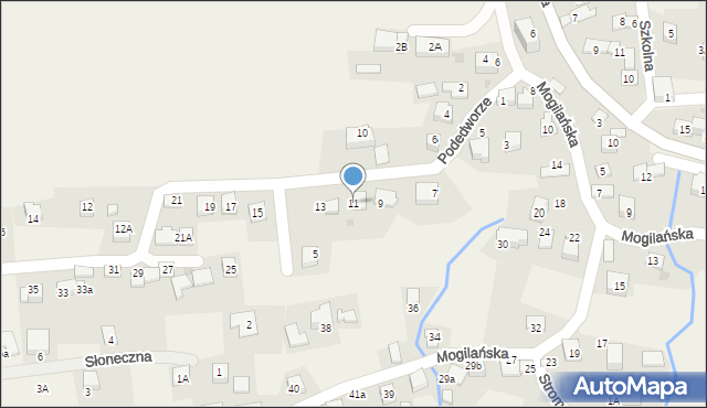 Mogilany, Podedworze, 11, mapa Mogilany