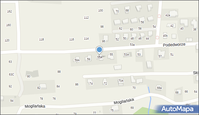 Mogilany, Podedworze, 55A, mapa Mogilany