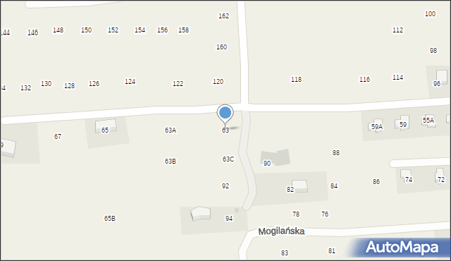 Mogilany, Podedworze, 63, mapa Mogilany