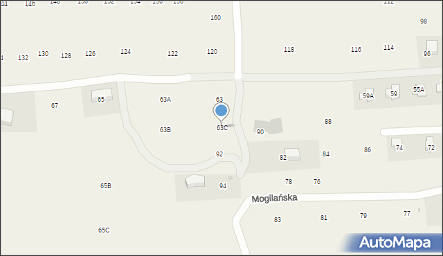 Mogilany, Podedworze, 63C, mapa Mogilany