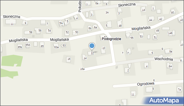 Mogilany, Południowa, 12, mapa Mogilany