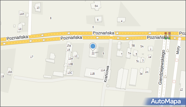 Mory, Poznańska, 11, mapa Mory