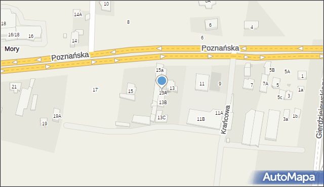 Mory, Poznańska, 13A, mapa Mory