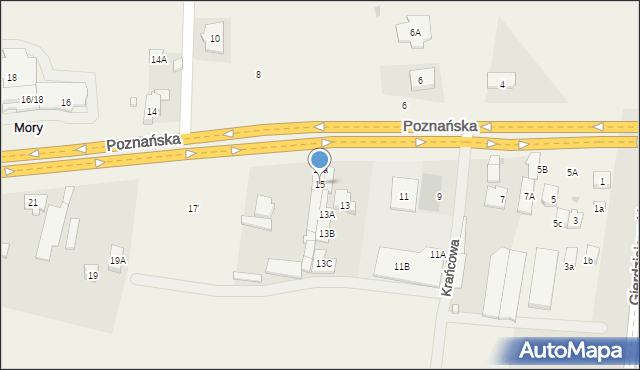 Mory, Poznańska, 15, mapa Mory