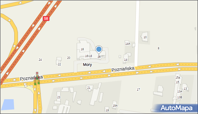 Mory, Poznańska, 16, mapa Mory