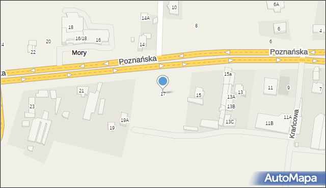 Mory, Poznańska, 17, mapa Mory