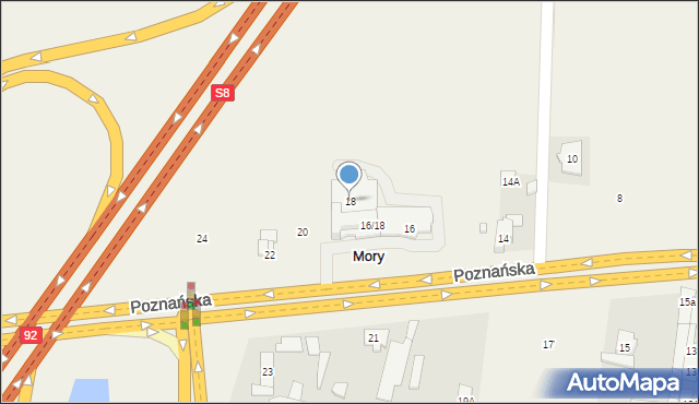 Mory, Poznańska, 18, mapa Mory