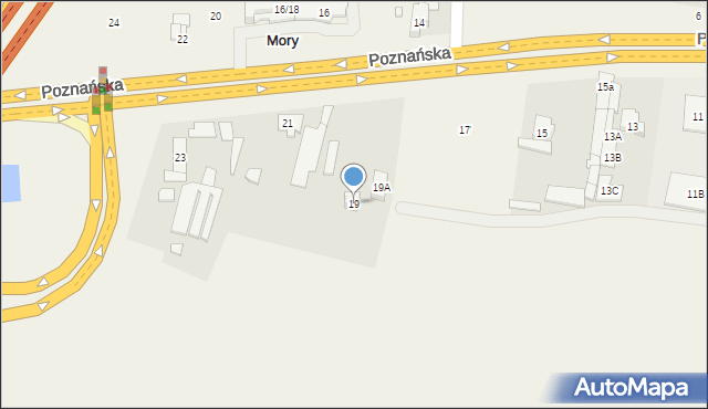 Mory, Poznańska, 19, mapa Mory