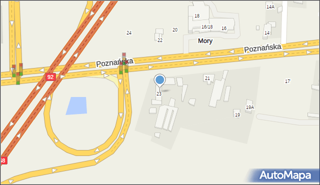 Mory, Poznańska, 23A, mapa Mory