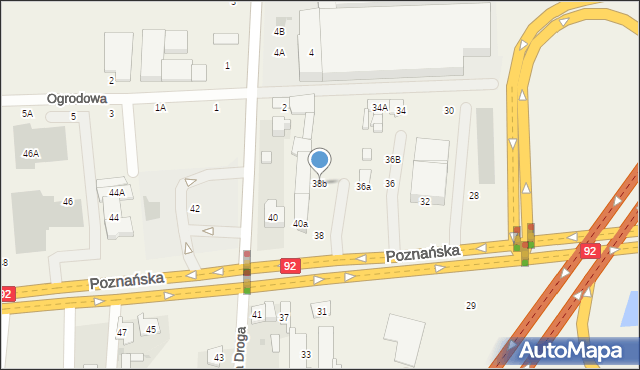 Mory, Poznańska, 38b, mapa Mory