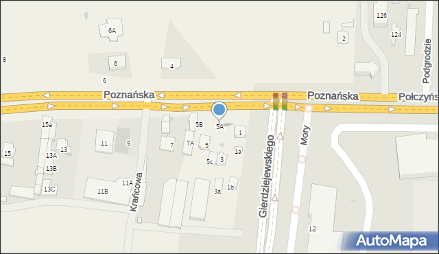 Mory, Poznańska, 5A, mapa Mory