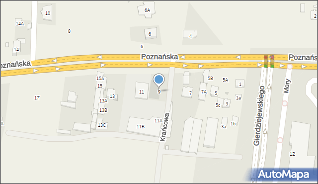 Mory, Poznańska, 9, mapa Mory