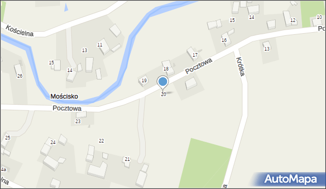 Mościsko, Pocztowa, 20, mapa Mościsko