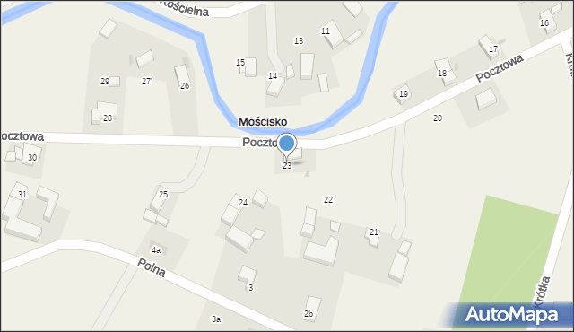 Mościsko, Pocztowa, 23, mapa Mościsko