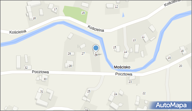 Mościsko, Pocztowa, 26, mapa Mościsko