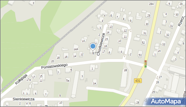 Mosina, Poniatowskiego, 8, mapa Mosina