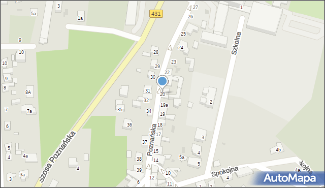 Mosina, Poznańska, 20, mapa Mosina