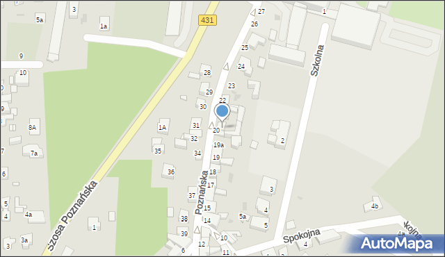 Mosina, Poznańska, 20A, mapa Mosina