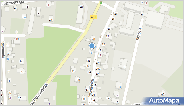 Mosina, Poznańska, 30, mapa Mosina