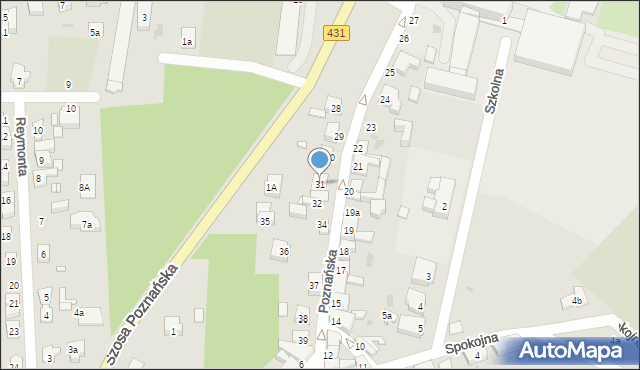 Mosina, Poznańska, 31, mapa Mosina