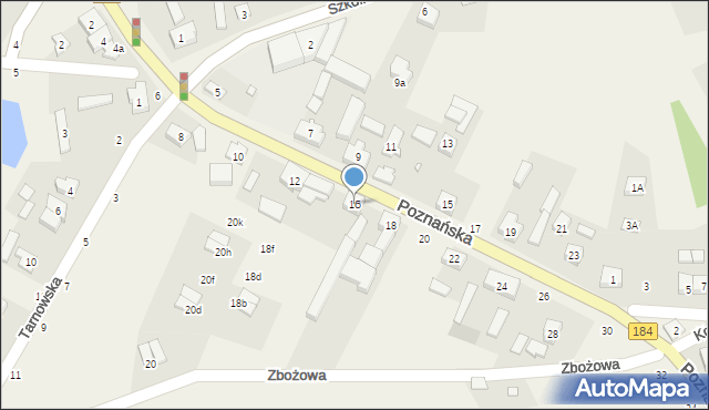 Mrowino, Poznańska, 16, mapa Mrowino