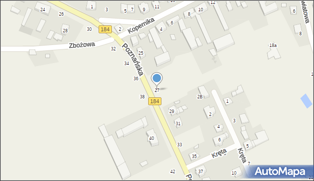 Mrowino, Poznańska, 27, mapa Mrowino