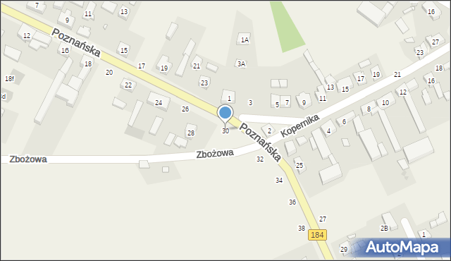 Mrowino, Poznańska, 30, mapa Mrowino