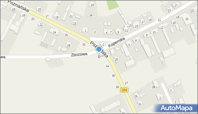 Mrowino, Poznańska, 32, mapa Mrowino