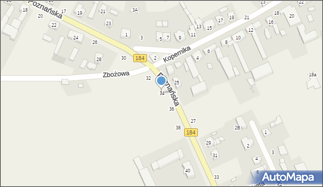 Mrowino, Poznańska, 34, mapa Mrowino