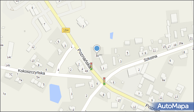 Mrowino, Poznańska, 3A, mapa Mrowino