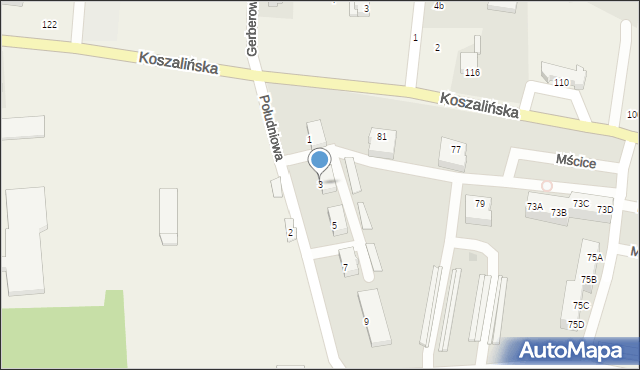 Mścice, Południowa, 3, mapa Mścice