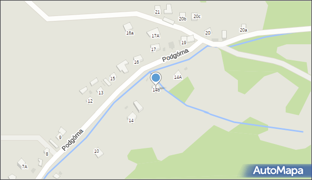 Muszyna, Podgórna, 14b, mapa Muszyna